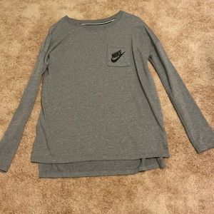 Grey Nike Pocket Long Sleeve Top